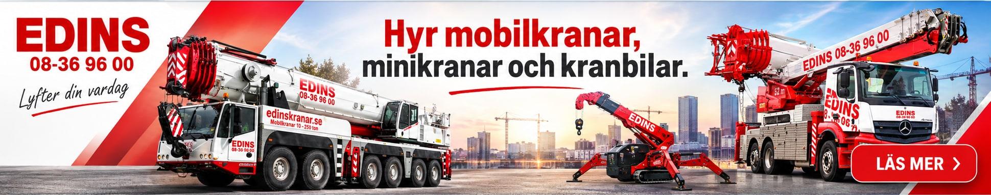 Edins Byggkranar – hyr mobilkranar, minikranar och kranbilar